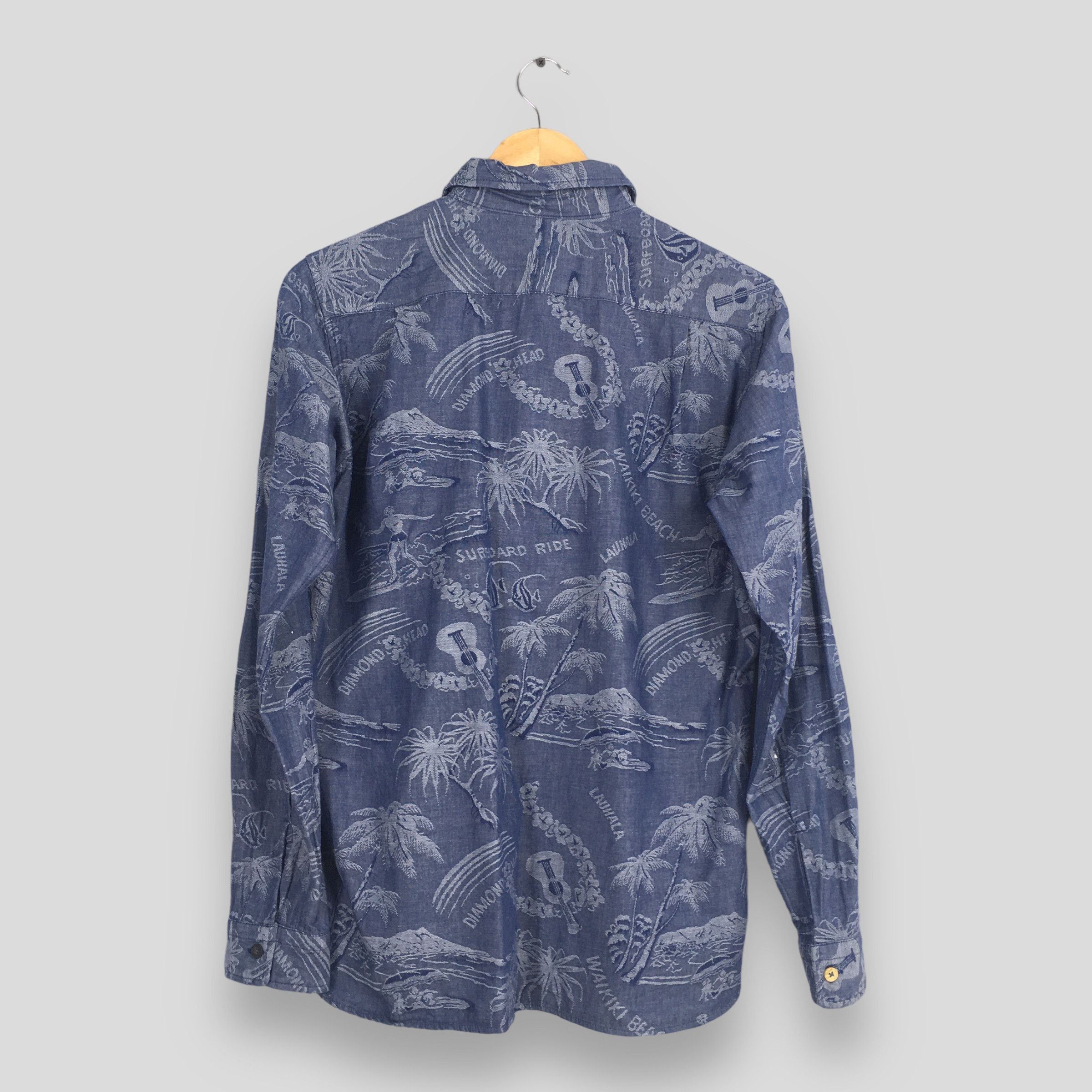 Comme Ca Ism × Japanese Brand × Takeo Kikuchi Takeo Kikuchi Japan Palm Tree Tropical Blue Shirt Small Size US S / EU 44-46 / 1 - 7 Thumbnail