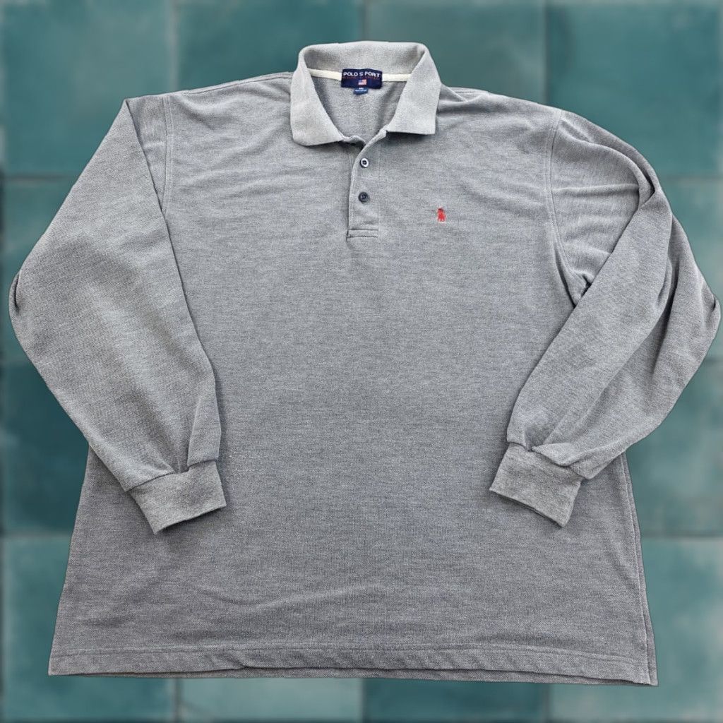 Vintage VINTAGE Polo Sport Shirt Mens 2XL Gray Long Sleeve Made In USA Size US XXL / EU 58 / 5 - 1 Thumbnail