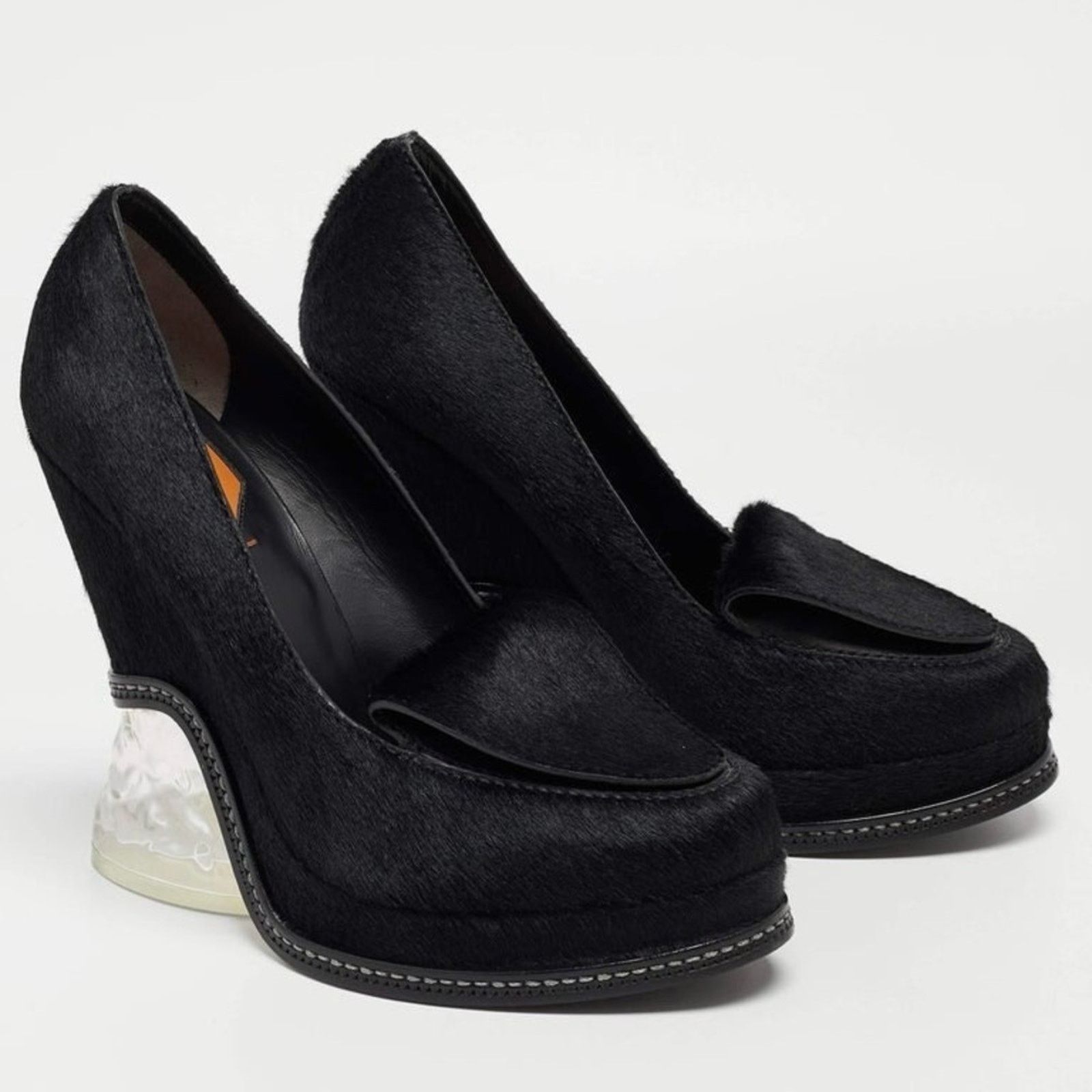 Fendi FENDI Ice Heel Calf Hair Leather Platform Wedge Pump Gothic Size US 6 / IT 36 - 1 Thumbnail