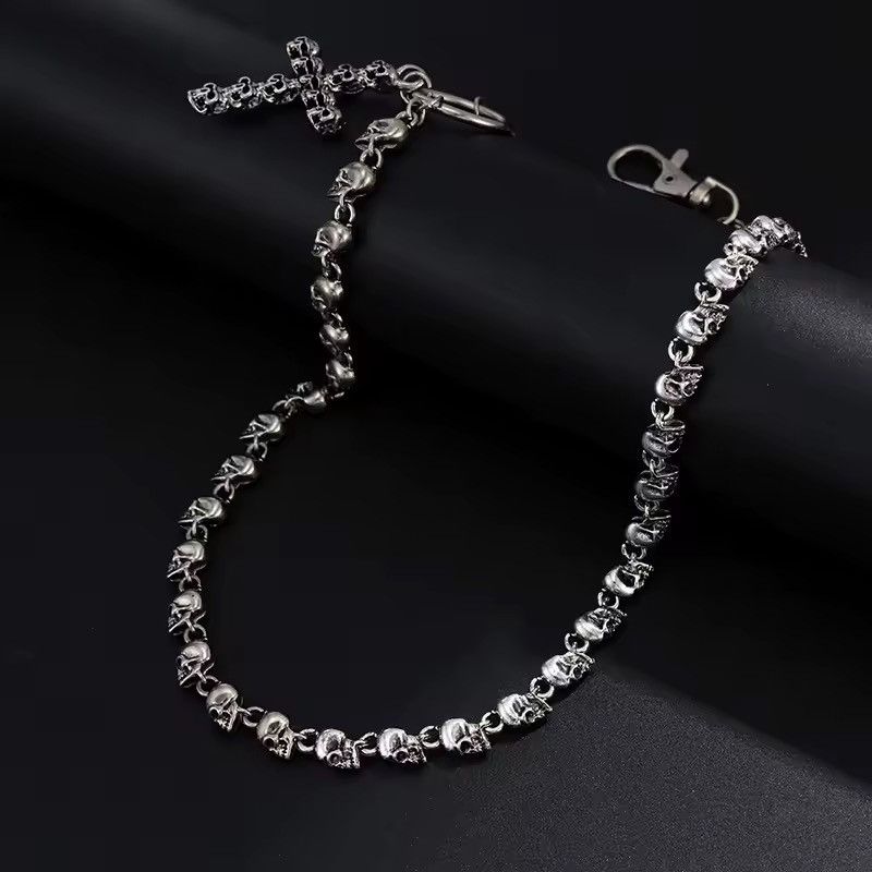 Jewelry Punk Gothic Vintage Cross Skull Metal Keychain Pants Chain Size ONE SIZE - 8 Thumbnail