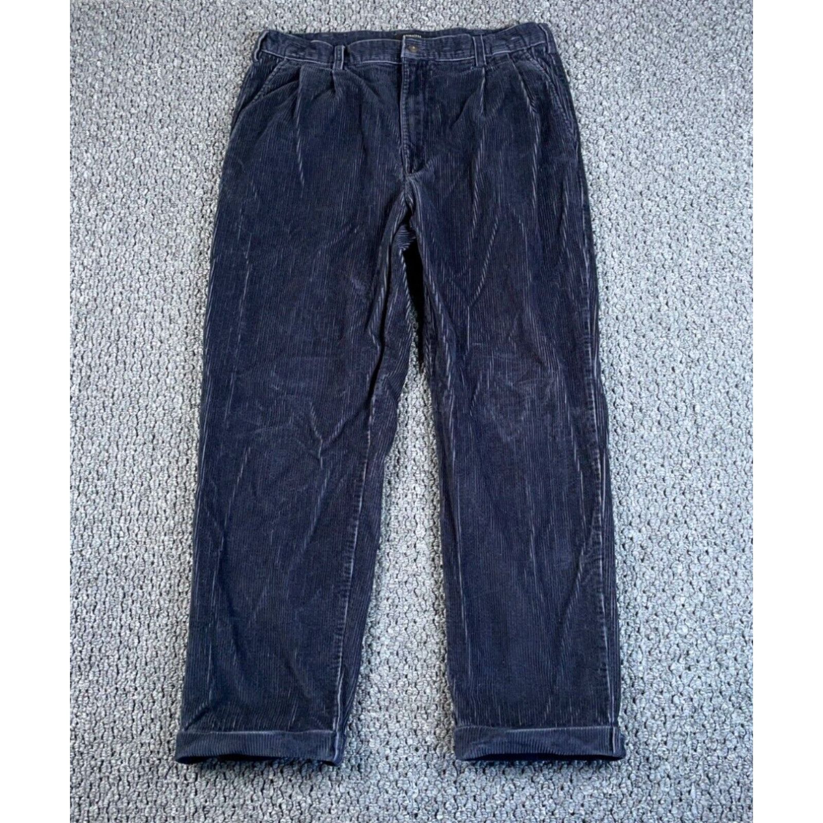 SAVANE Two-pleat Corduroy Pants, Men's, Size W32 cotton navy blue type Vintage Second Hand
