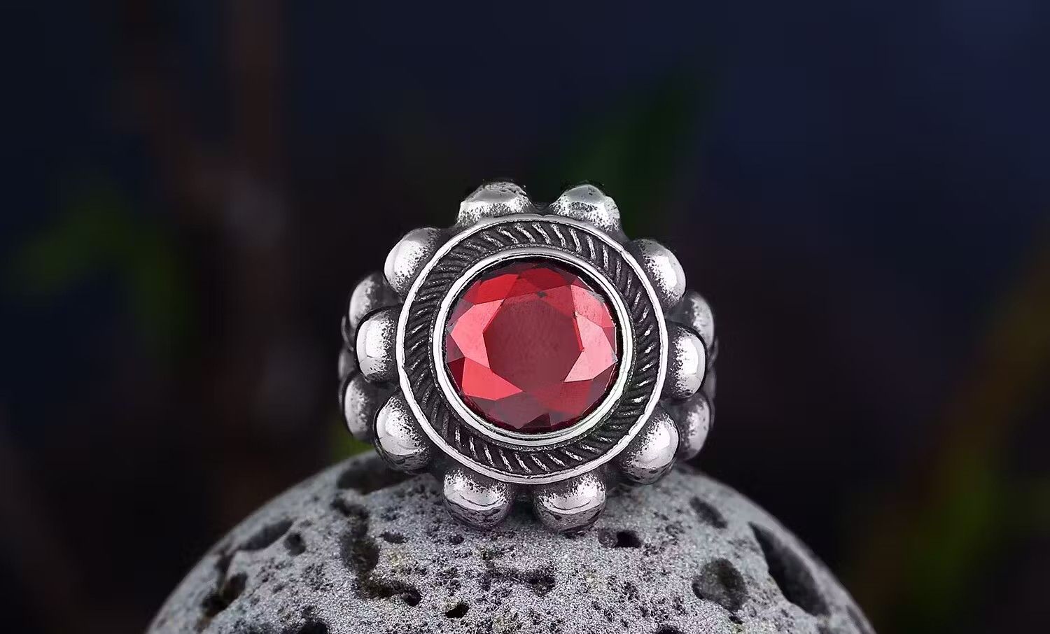 Jewelry × Vintage Red Stone Ring Size ONE SIZE - 4 Thumbnail