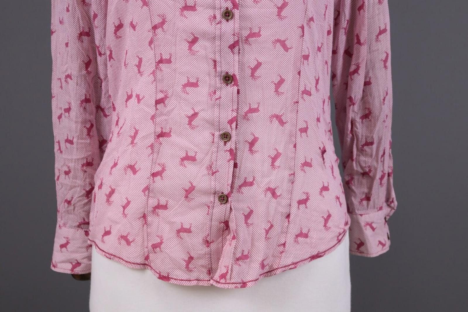 Designer Emily Van Den Bergh Pink Deer Print Blouse Shirt Size 36 / S Size M / US 6-8 / IT 42-44 - 2 Thumbnail