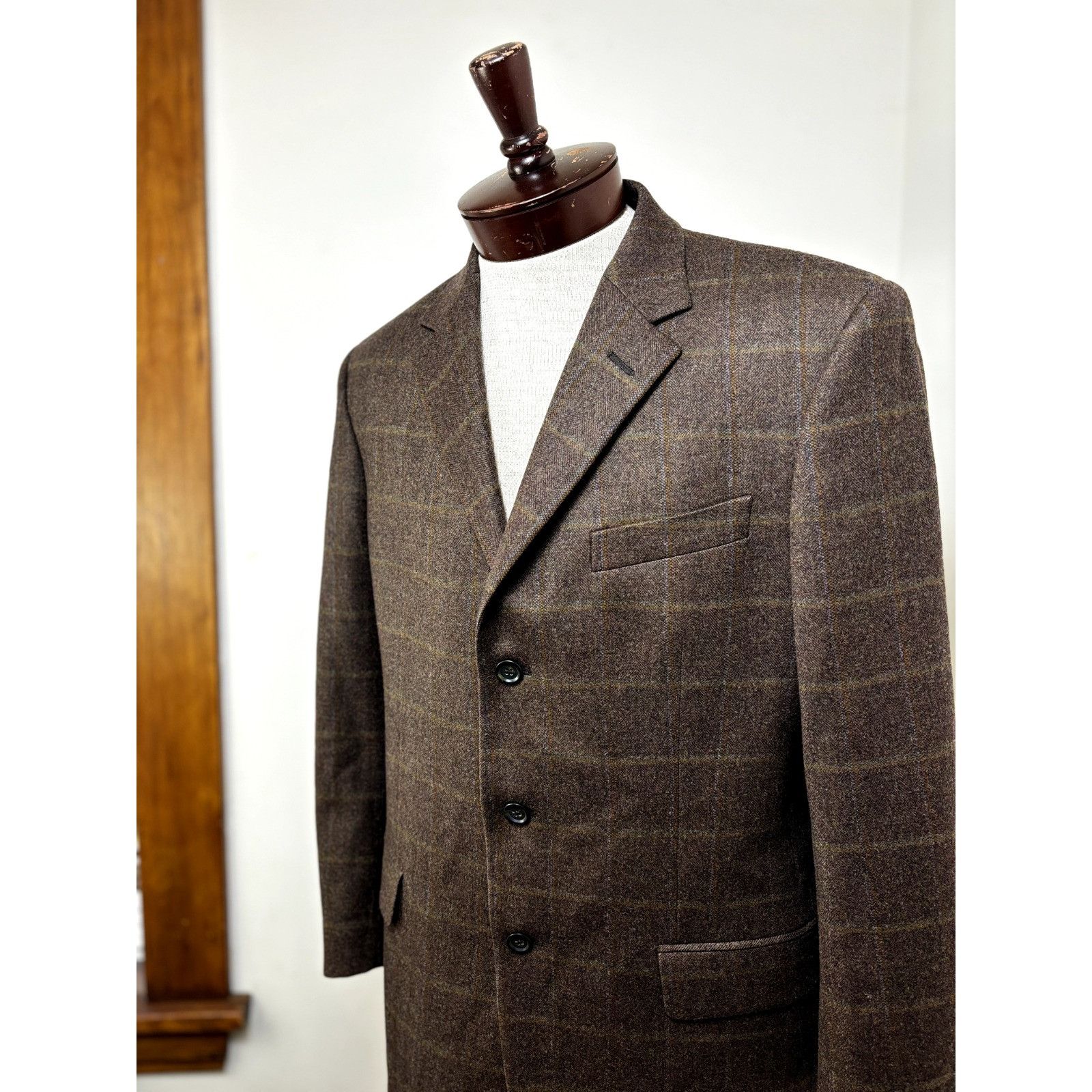 Other Gritti Zegna Sport Coat 50R It 40 US Windowpane Brown Flanne Size 40R - 17 Thumbnail