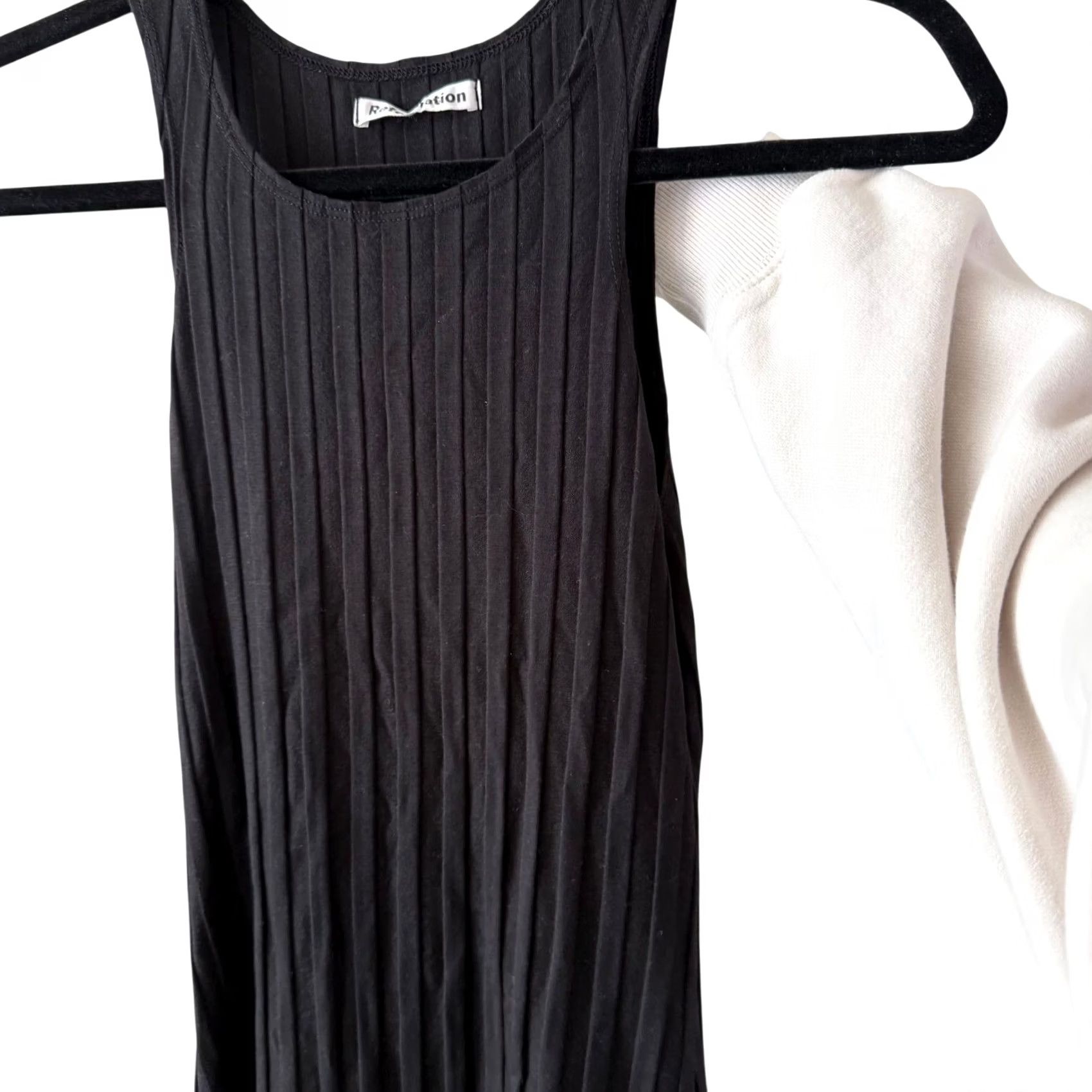 Reformation Reformation Black Ribbed Knit Tank Midi Bodycon Sleeveless Dress - S Womens Size S / US 4 / IT 40 - 2 Thumbnail