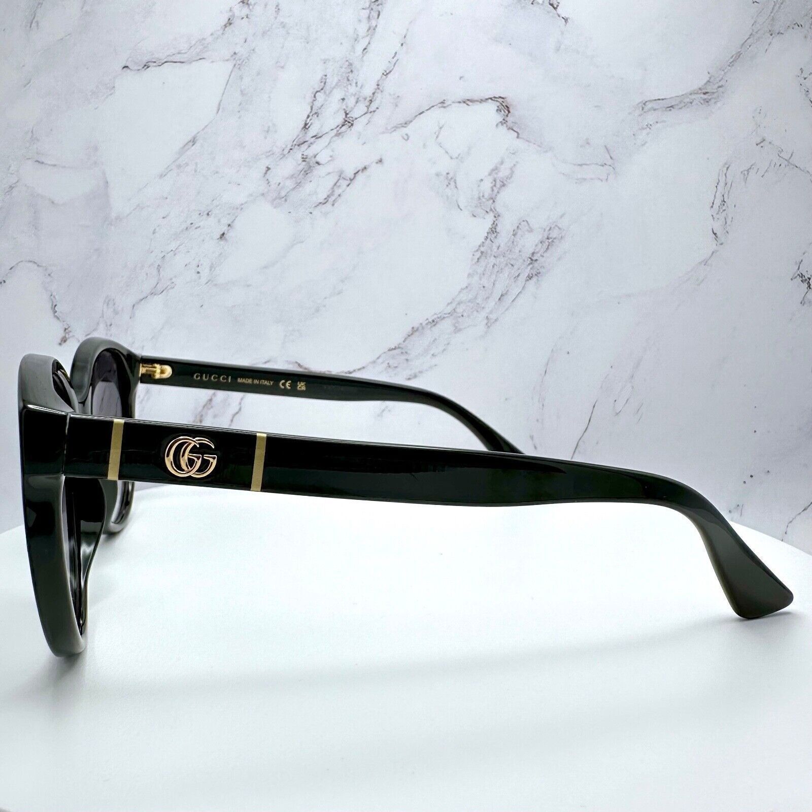 Gucci New Gucci Sunglasses Black Acetate Round Gold Metal GG Logo Size ONE SIZE - 9 Thumbnail