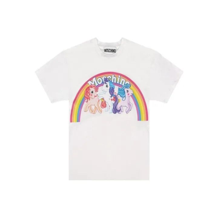 Moschino Moschino Rainbow Pony Print Short Sleeve T-Shirt 0079 Size XS / US 0-2 / IT 36-38 - 1 Thumbnail