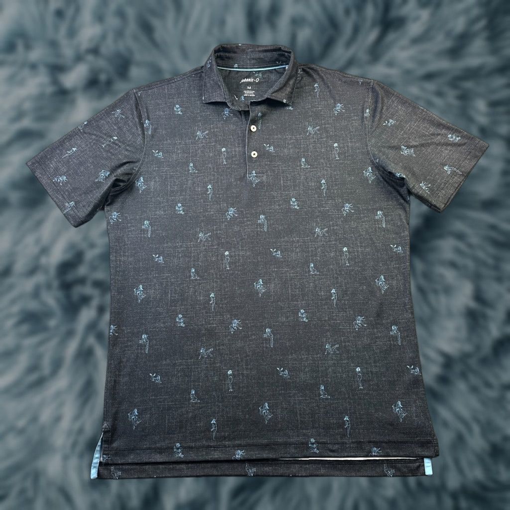 johnnie-O Johnnie-O Polo Shirt Mens M Black Blue All Over Print Golf Performance Shirt Size US M / EU 48-50 / 2 - 1 Thumbnail