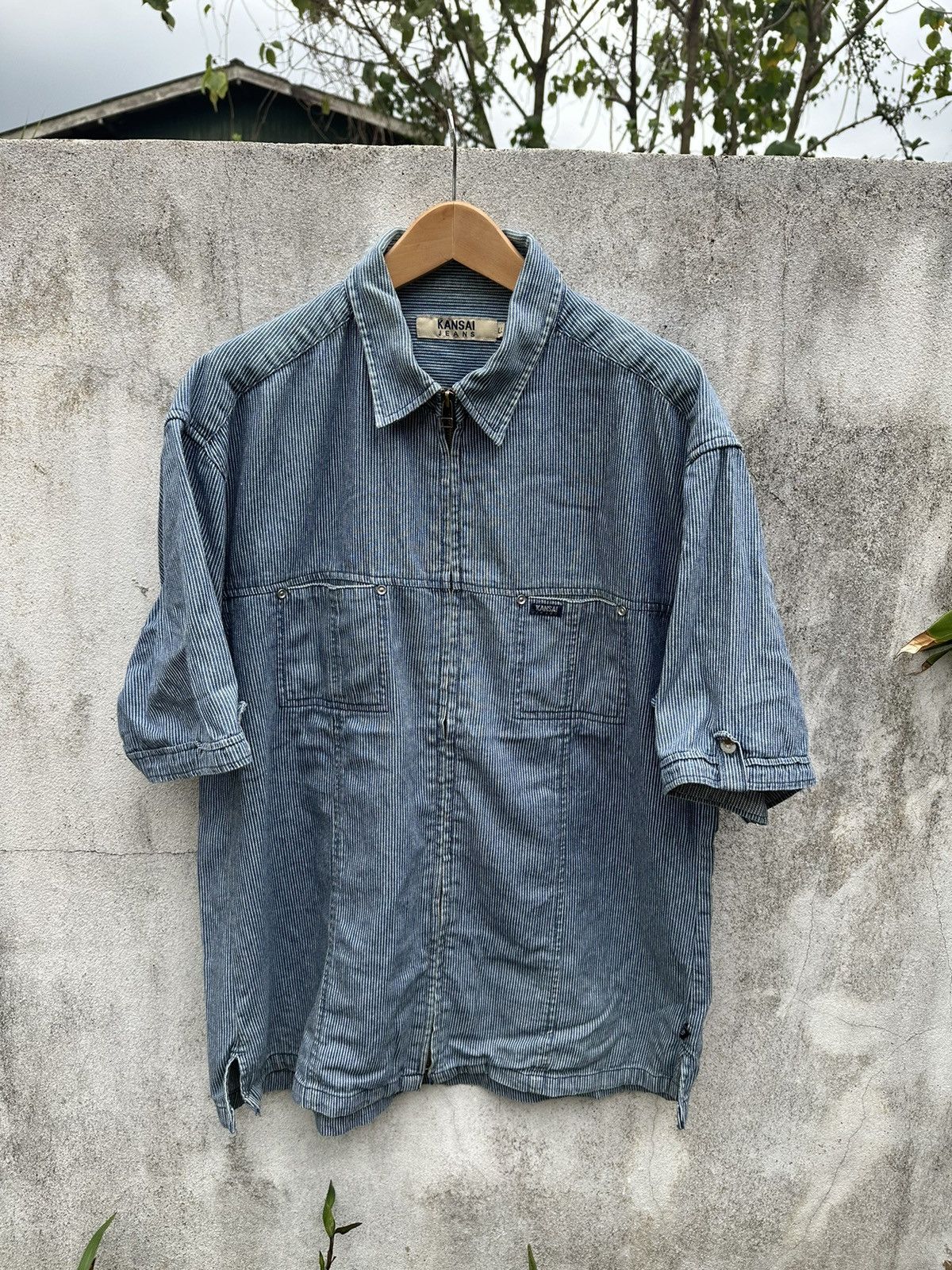 Kansai Yamamoto Kansai hikori denim zipper shirts Size US L / EU 52-54 / 3 - 6 Thumbnail