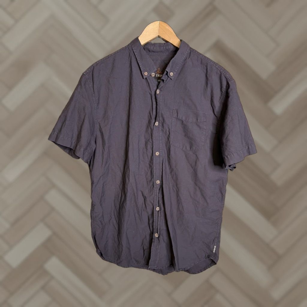 Prana prAna Shirt Mens Short Sleeve Button-Up Brown Cotton Size US L / EU 52-54 / 3 - 1 Thumbnail