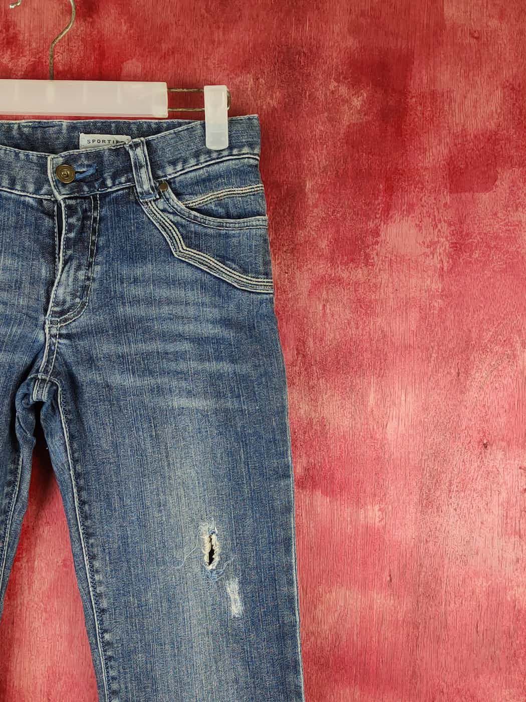 Japanese Brand Sportiff Dark Blue Distressed Multipocket Denim #S1531 Size 27" / US 4 / IT 40 - 13 Thumbnail