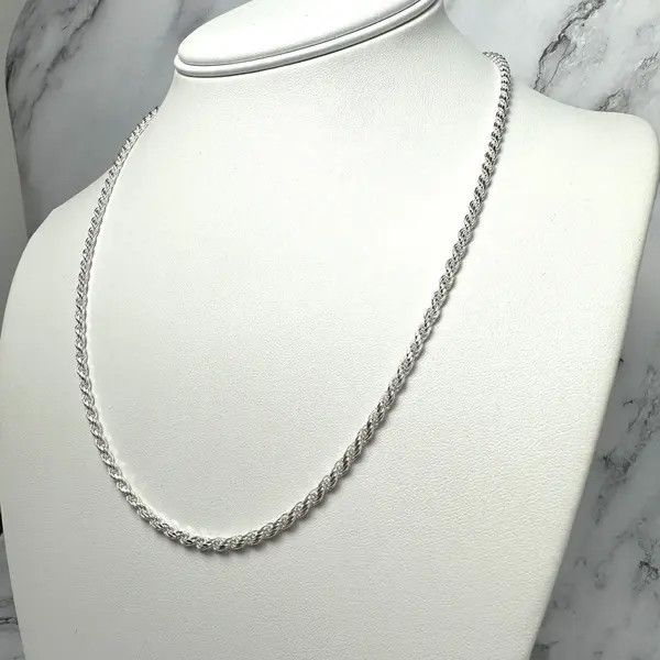 Jewelry Silver Chain Solid .925 Silver Rope Chain 3MM 20 Inches Size ONE SIZE - 2 Thumbnail
