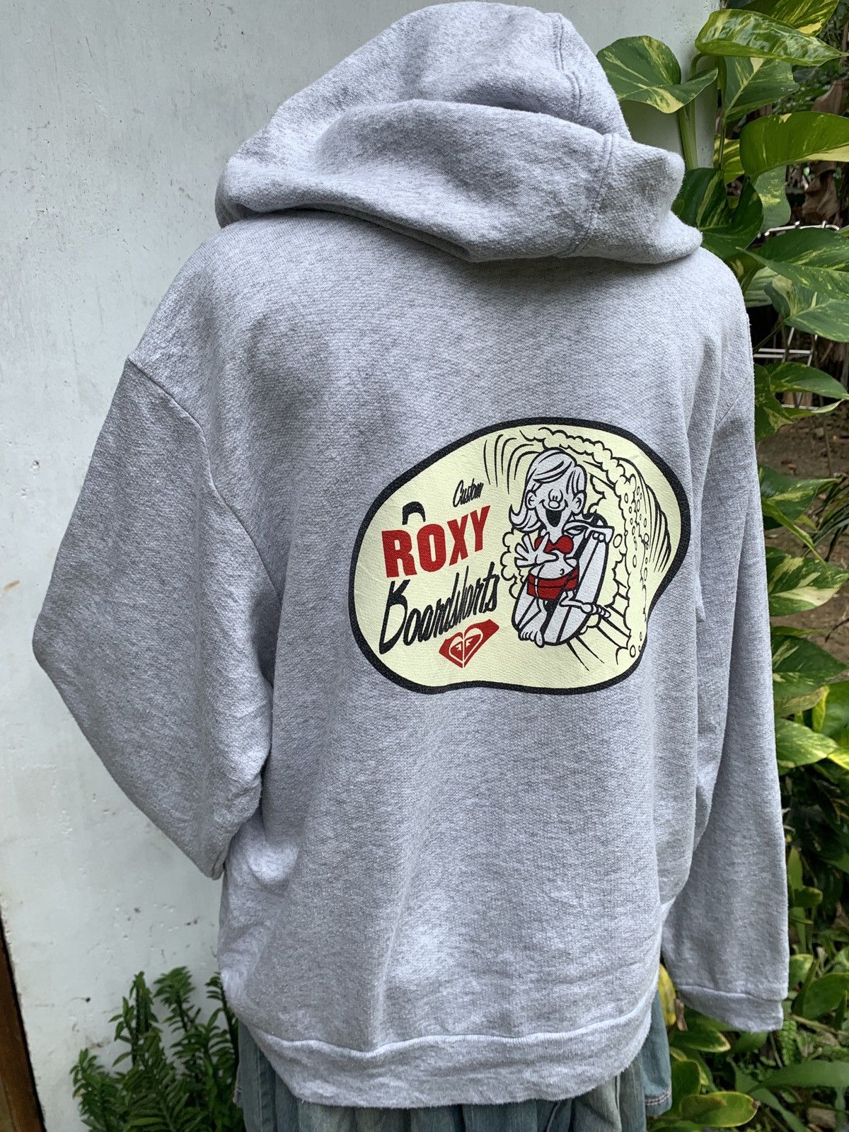 Quiksilver × Vintage y2k Roxy by Quiksilver Heather Gray Surf Graphic Hoodie Size M / US 6-8 / IT 42-44 - 2 Thumbnail