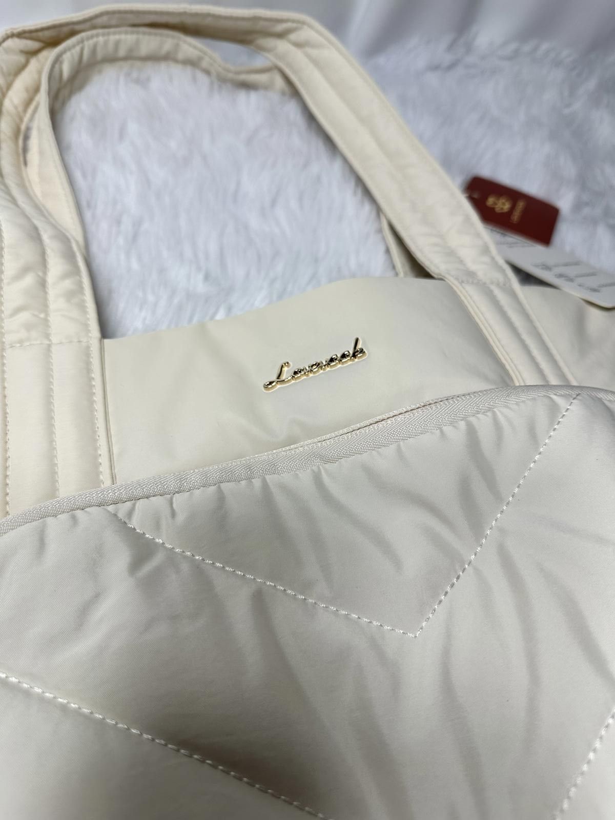 Other Lovevook Cream Quilted Tote Bag with Front Pocket Size ONE SIZE - 2 Thumbnail