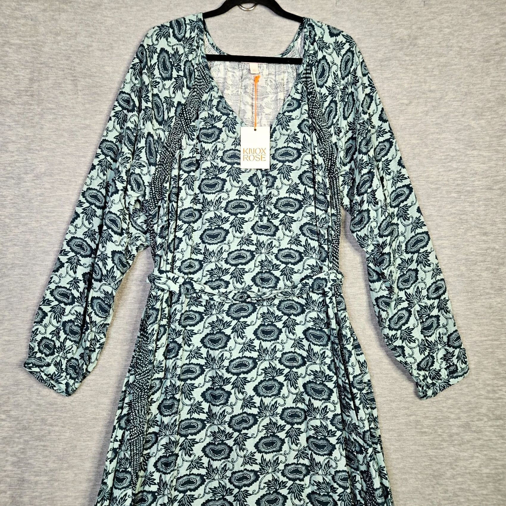 Vintage Knox Rose Dress Blue Floral Long Sleeve XL Womens A-Line Bohemian NWT V-Neck Pockets Lightweight All Season Casual Size XL Size XL / US 12-14 / IT 48-50 - 5 Thumbnail
