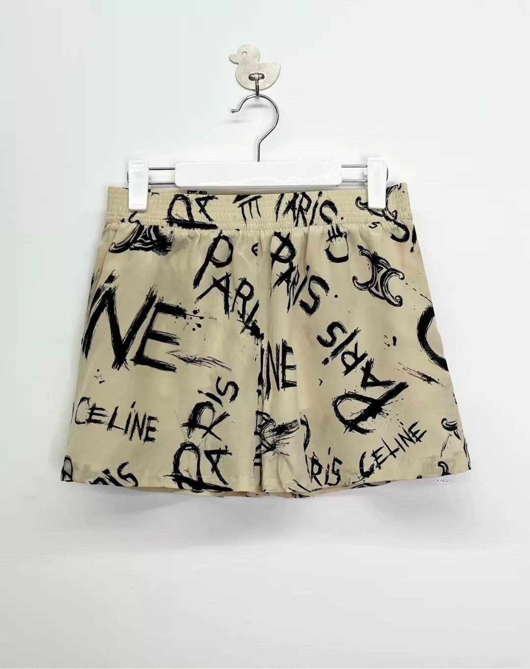 Celine Celine Graffiti Triomphe Logo Silk Shorts Size US S / EU 44-46 / 1 - 1 Thumbnail