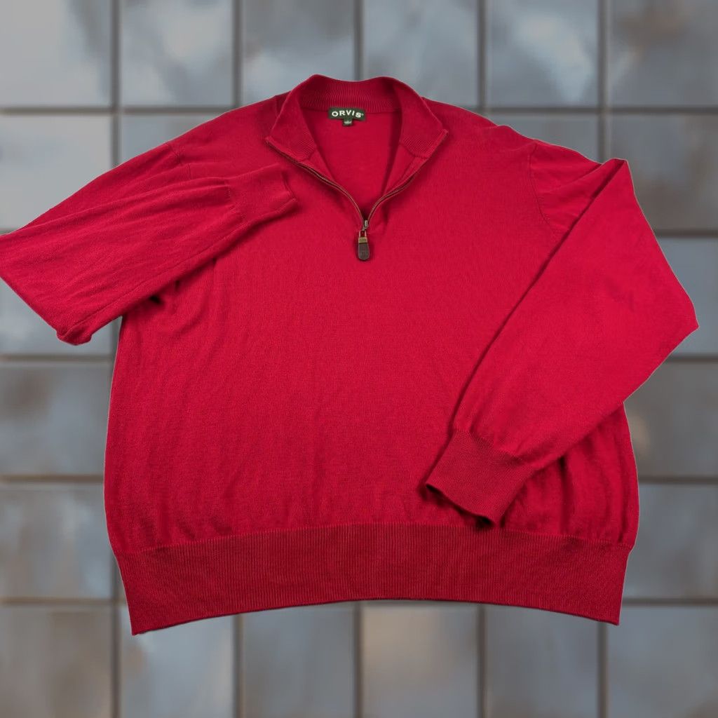 Orvis Orvis Sweater Mens L Red 1/4 Zip Pullover Cotton Silk Blend Stretch Preppy Size US L / EU 52-54 / 3 - 1 Thumbnail