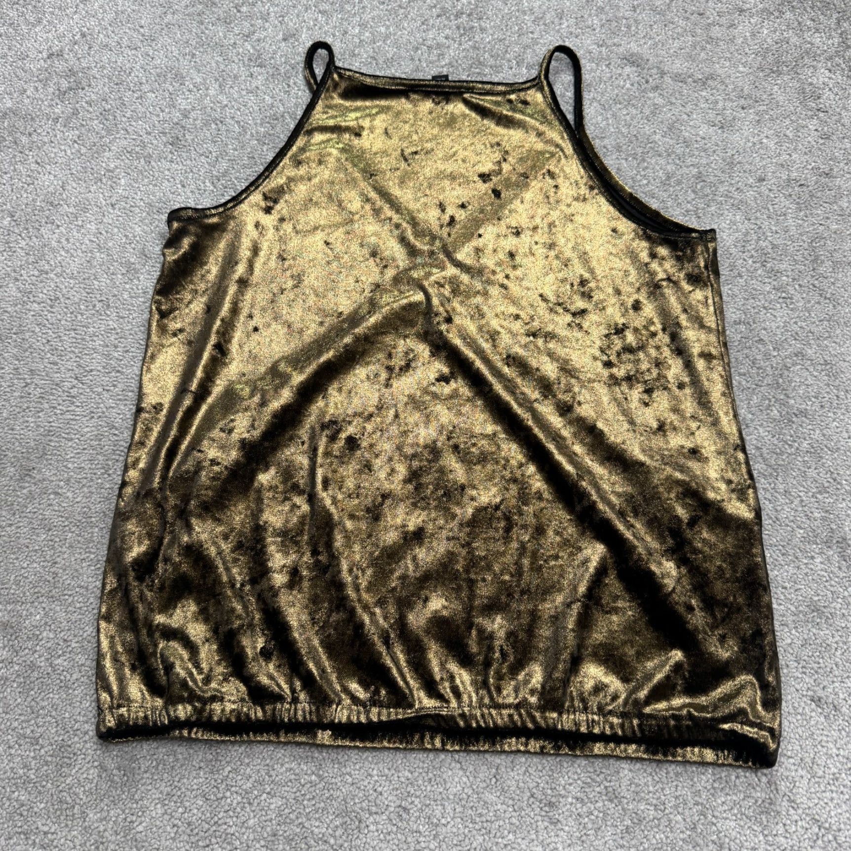 Vintage INC International Concept Tank Top Womens Medium Gold Velvet Shiny Metallic Logo Sleeveless Solid Size M / US 6-8 / IT 42-44 - 2 Thumbnail