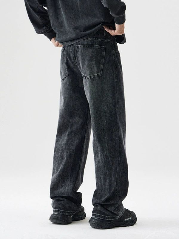 Jean Men's loose straight distressed washed wide-leg jeans Size US 32 / EU 48 - 4 Thumbnail