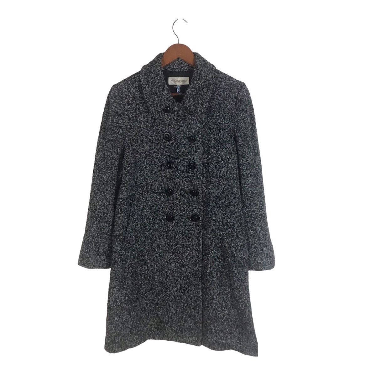 Yves Saint Laurent Vintage YSL Salt & Pepper Tweed Wool Coat – Double Breasted Size M / US 6-8 / IT 42-44 - 1 Thumbnail