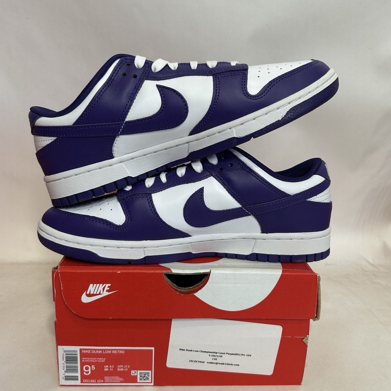 Nike Nike Dunk Low Retro “Championship Court Purple” Size US 9.5 / EU 42-43 - 3 Thumbnail