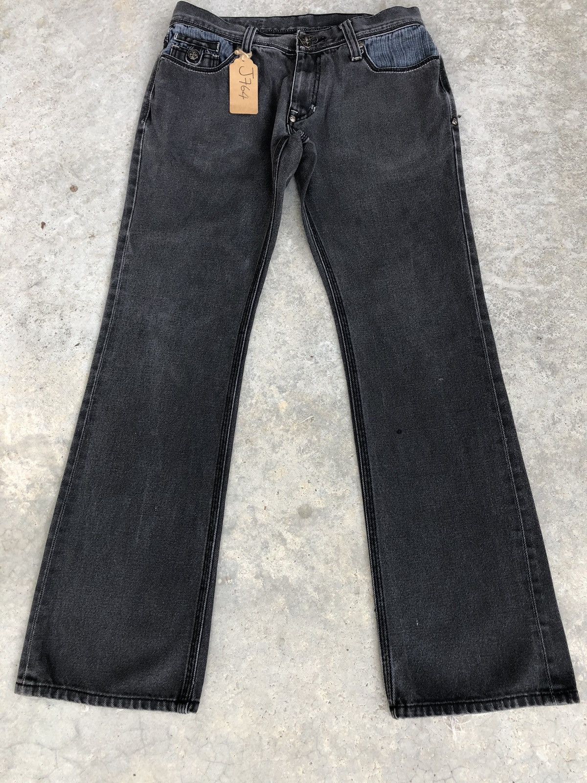 If Six Was Nine Japanese Blac Label Flared Jeans Embroidered logo Distressed Size US 33 - 1 Thumbnail
