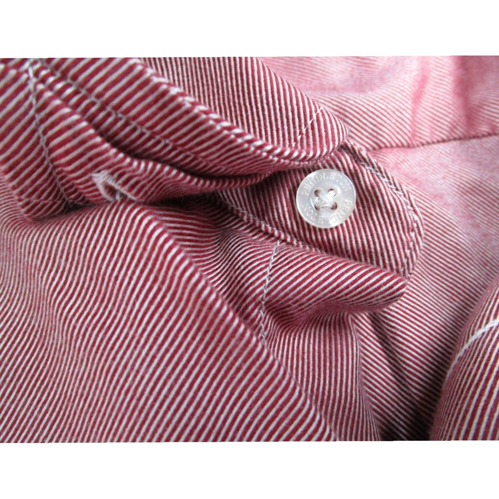 Pendleton VINTAGE Pendleton Bridgeport Mens XXL Red White Micro Stripe Cotton Button Down Shirt Size US XXL / EU 58 / 5 - 6 Thumbnail