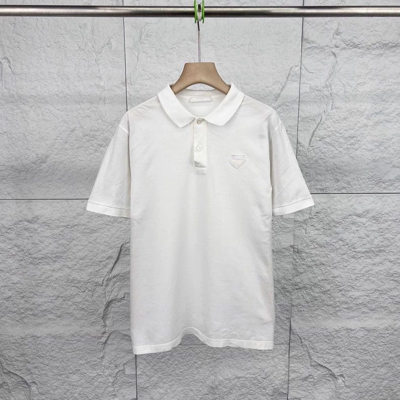 Prada Prada White Embroidered Triangle Polo Size US M / EU 48-50 / 2 - 1 Thumbnail