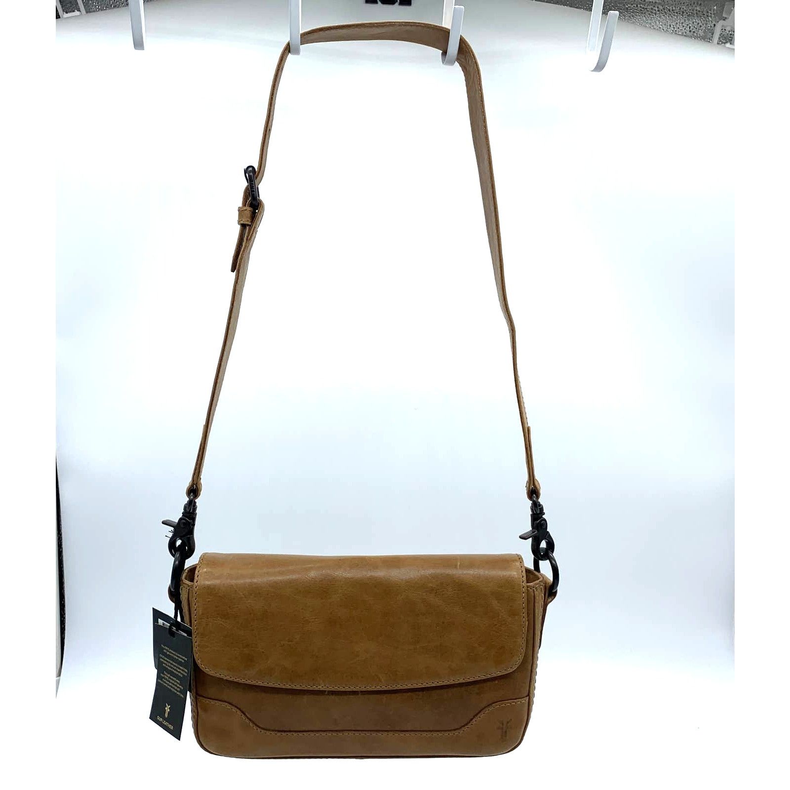 Frye Leather Handbags Melissa Baguette Bag Beige Brown, Women's