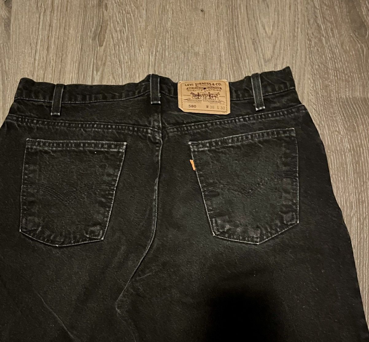 Levi's × Vintage Vintage Black Levi’s 580 Orange Tab Jeans Size US 36 / EU 52 - 3 Thumbnail