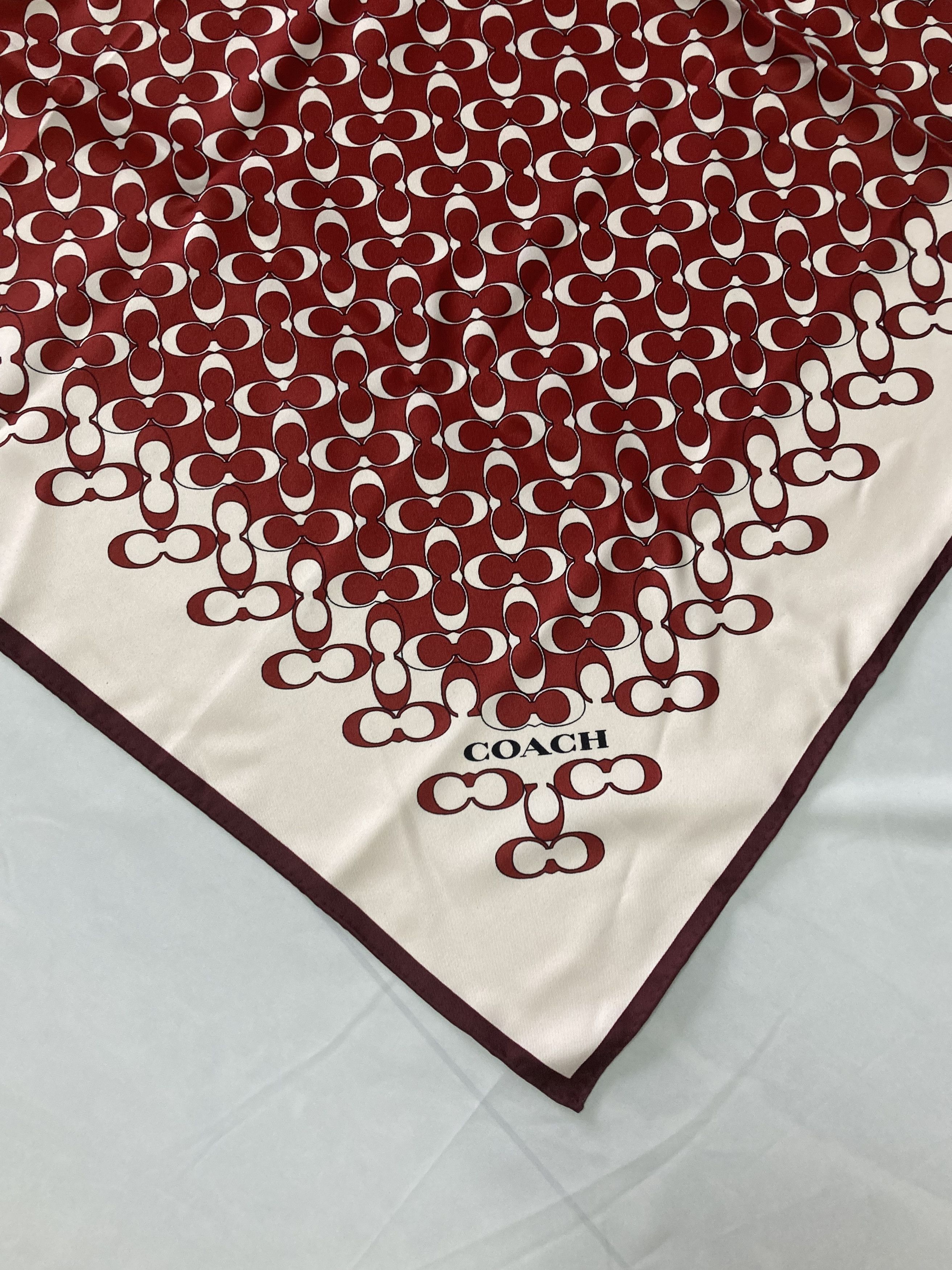 Coach Coach Signature Silk Square Scarf Red/Violet Size ONE SIZE - 5 Thumbnail
