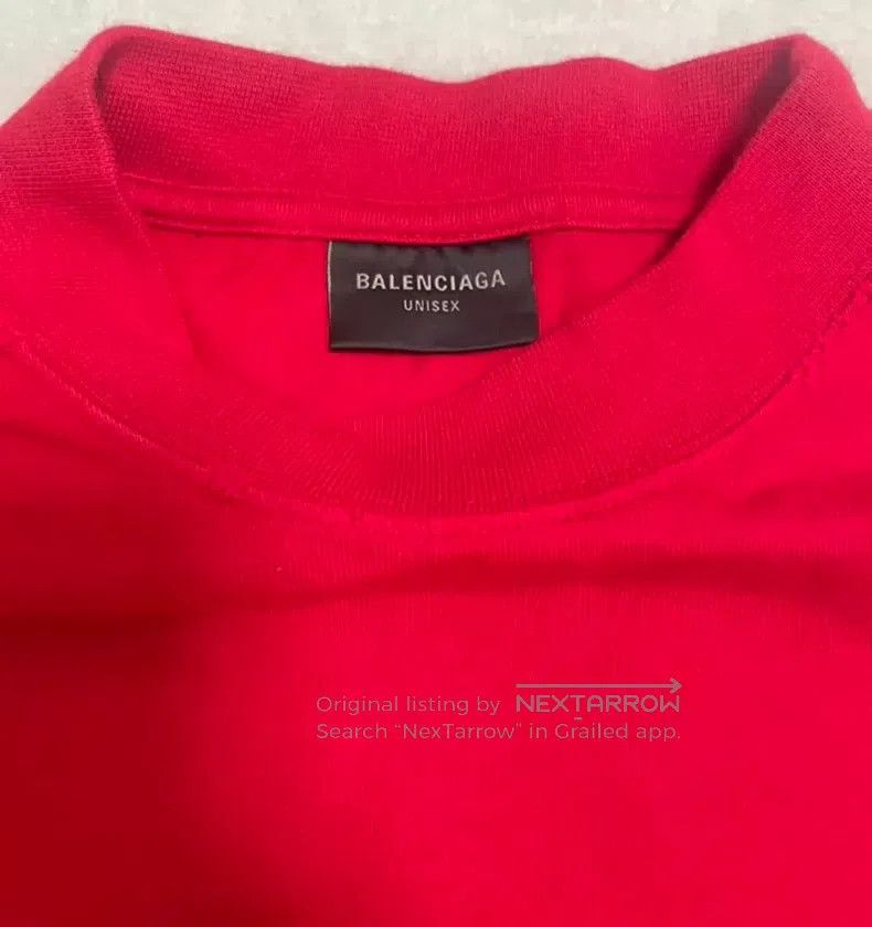 Balenciaga Balenciaga Red Letter Embroidered Ripped Short Sleeve T-Sh Size US XS / EU 42 / 0 - 3 Thumbnail