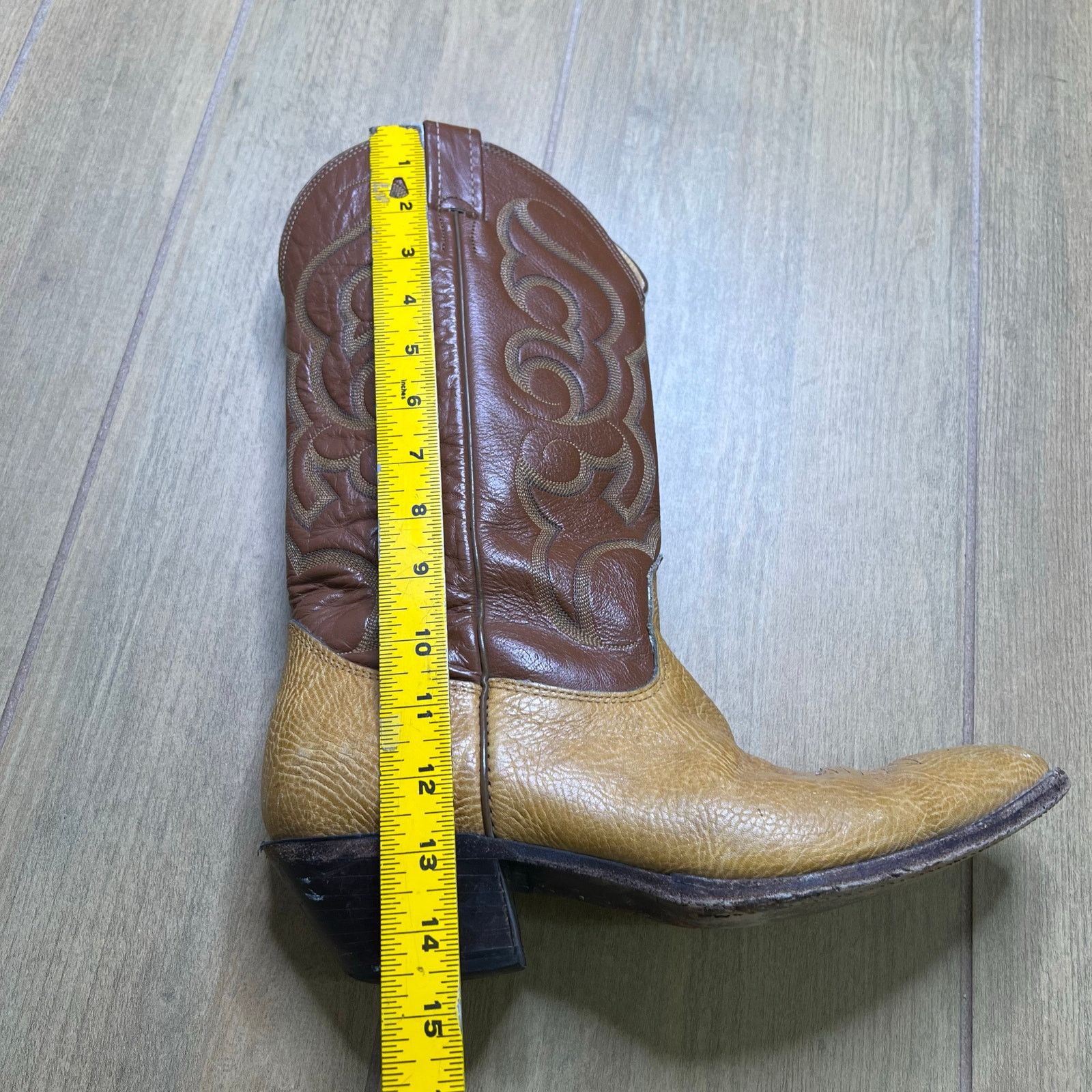 Vintage Nocona USA Cowboy Boots Mens 11 C Brown Tan Western Leather Size US 11 / EU 44 - 7 Thumbnail