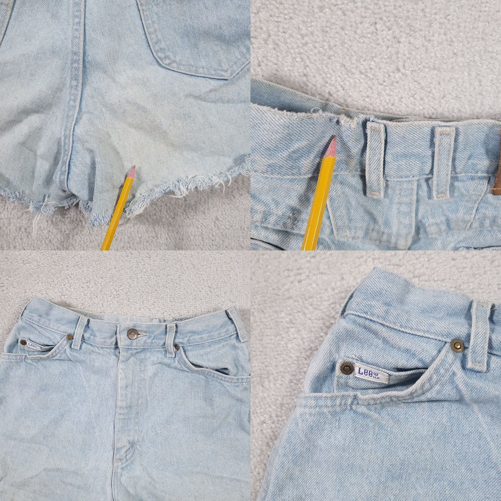 Lee VINTAGE Lee Mom Jean Cut Off Shorts 12M High Rise USA Blue Distressed Stained Size 34" / US 12 / IT 48 - 9 Thumbnail