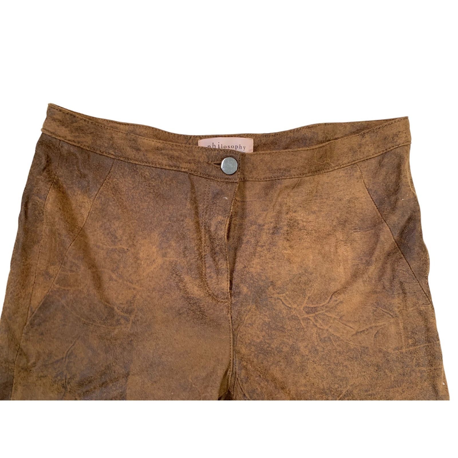 & Other Stories PHILOSOPHY Women's Faux Suede Pants Size 6 Straight Leg Y2K Size 30" / US 8 / IT 44 - 2 Thumbnail