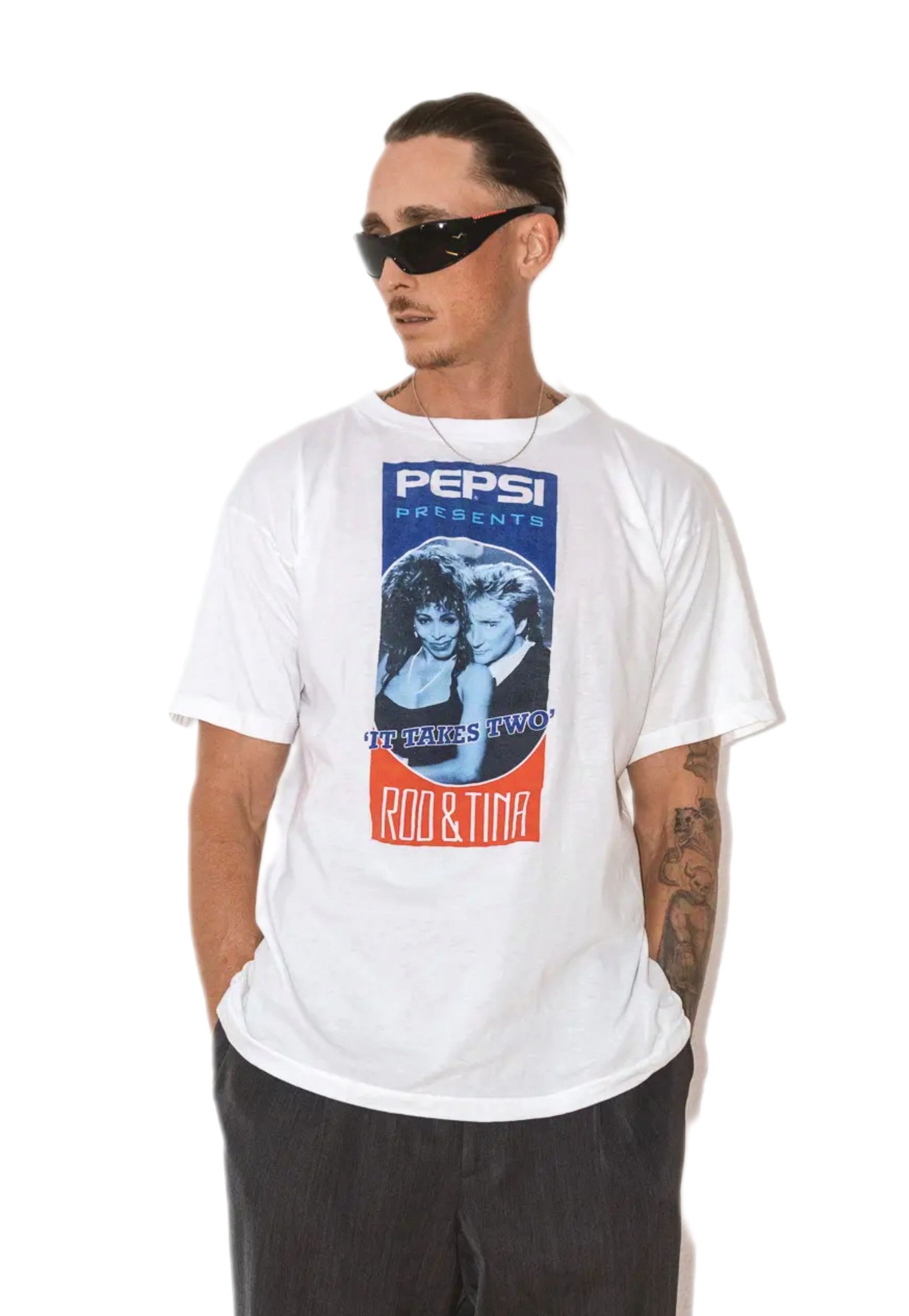 Rare 90s Tina Turner & Rod Stewart Pepsi Ad Tee