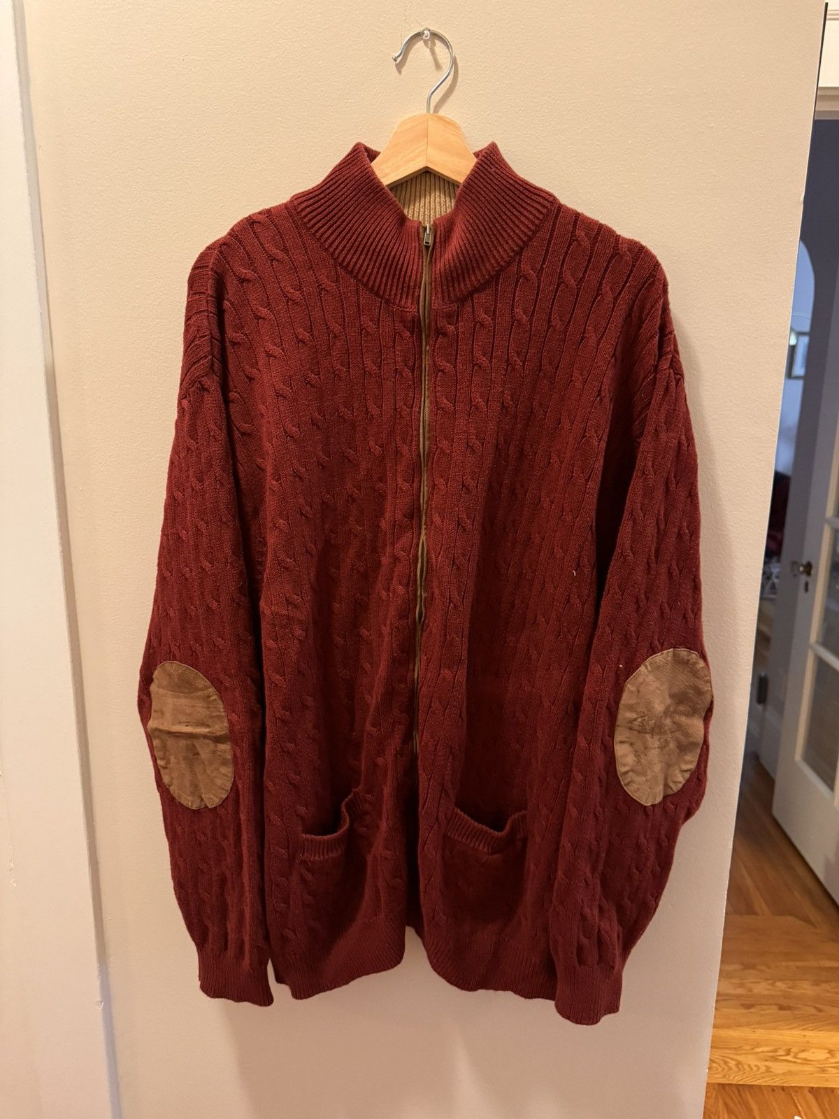 Vintage Men’s Cable Knit Sweater with Elbow Pads Size US XXL / EU 58 / 5 - 1 Thumbnail