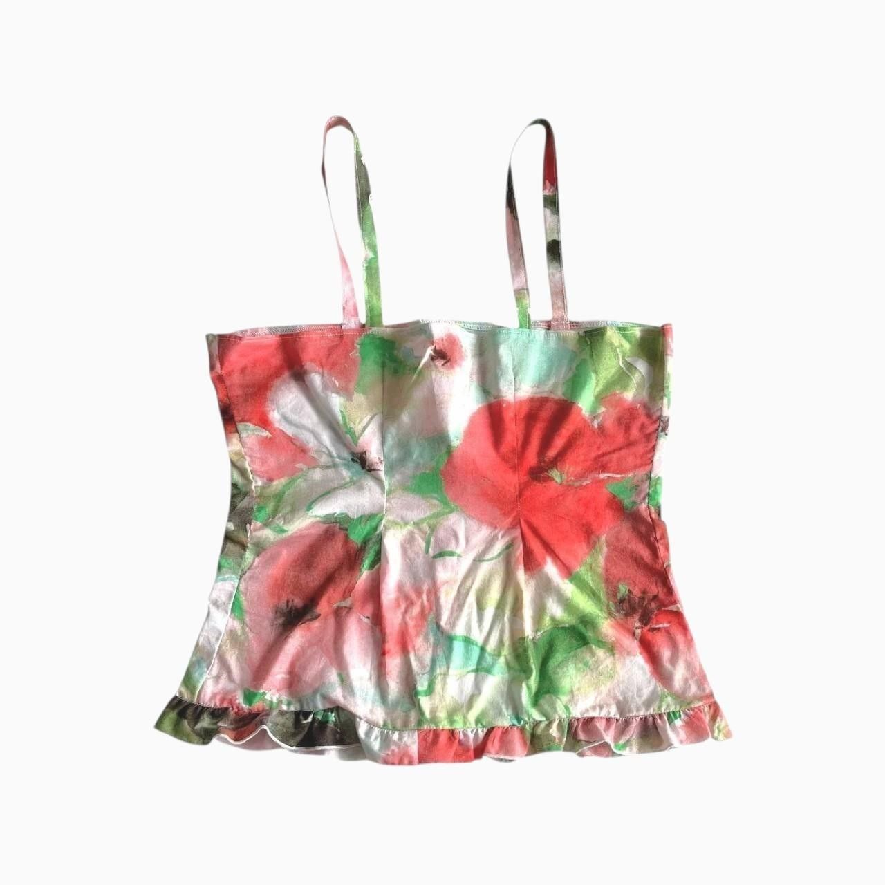 Handmade Floral Cami Top with Ruffles and Button-up Front, coquette Size S / US 4 / IT 40 - 5 Thumbnail
