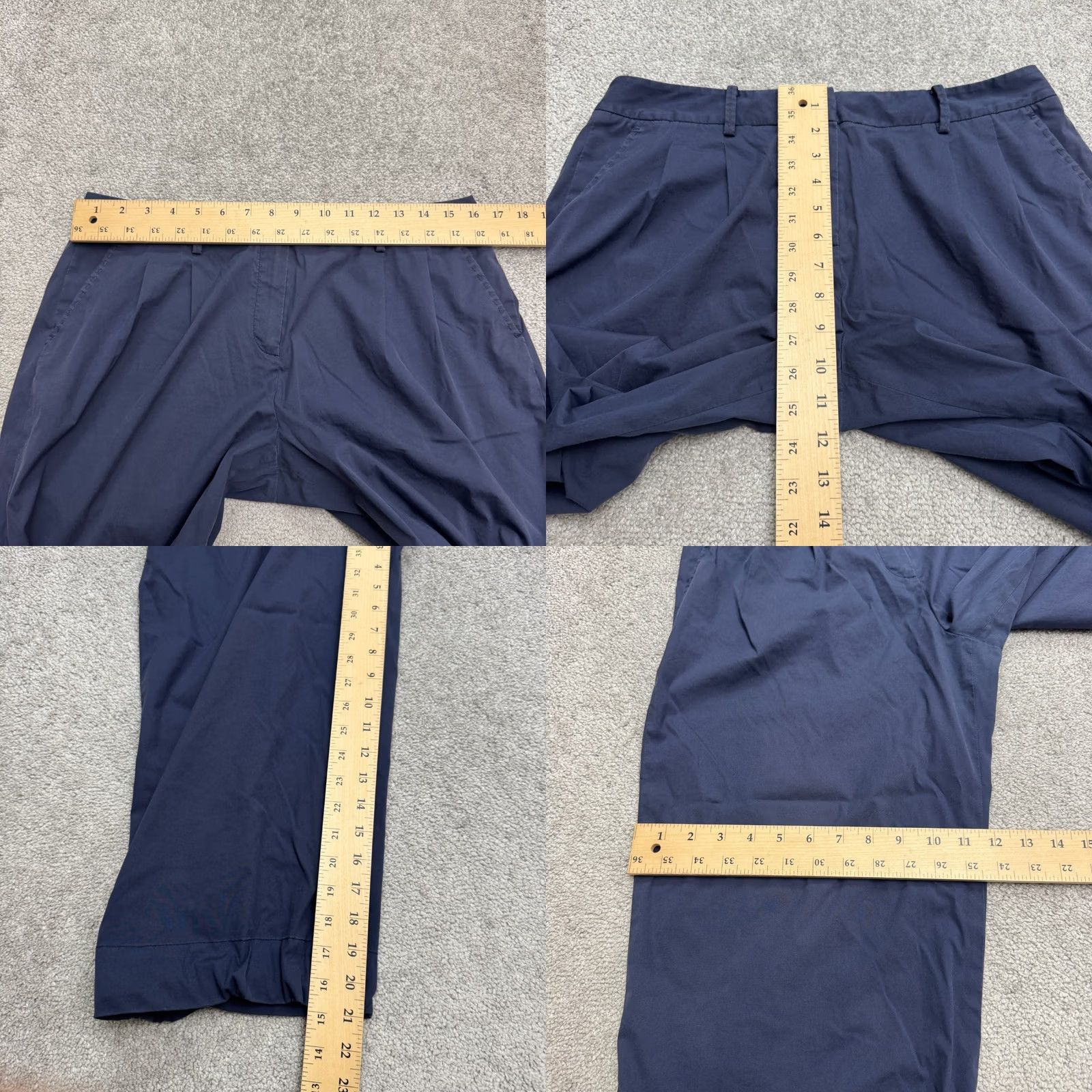 Elie Tahari Elie Tahari Wide Leg Cropped Pants Womens 14 Navy Blue Cuffed High Rise Vintage: No (adjusted to preserve constraints) Size 36" / US 14 / IT 50 - 9 Thumbnail
