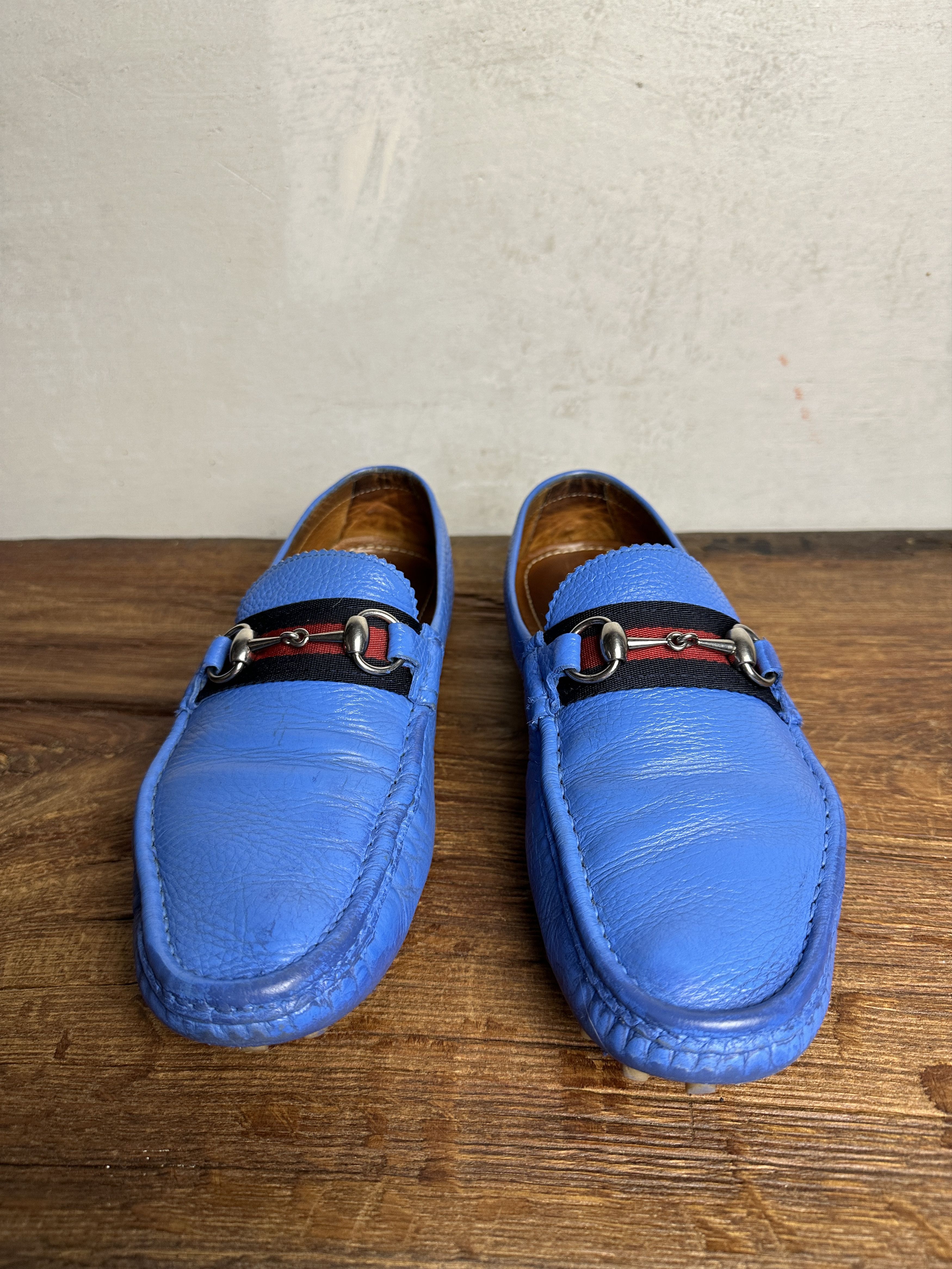 Gucci GUCCI BLUE LEATHER MOCCASINS Size US 9 / EU 42 - 5 Thumbnail
