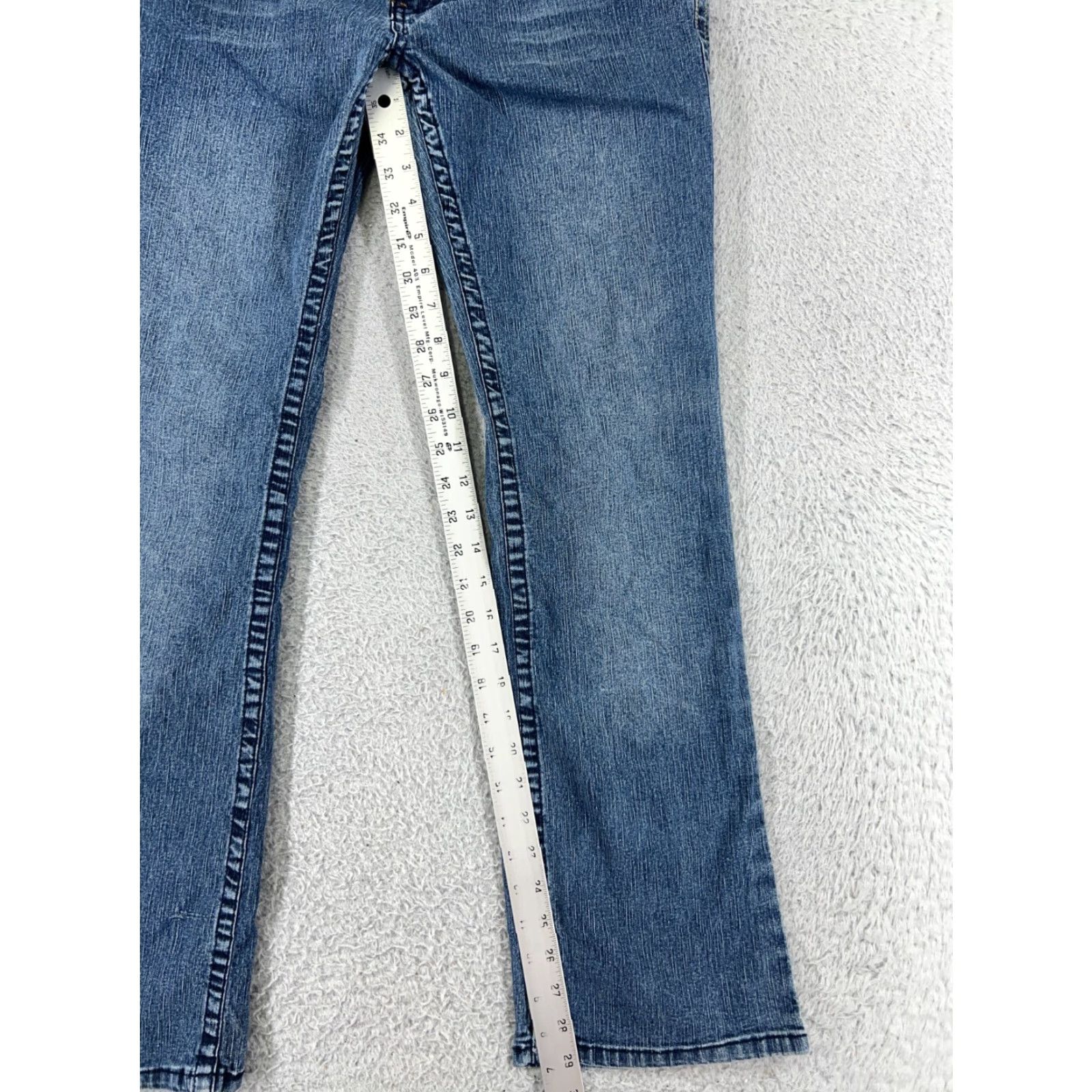 Denime One Tuff Babe Jeans Women 11 Blue Denim Bootcut Low Rise Embroidered Ramie Cotton Blend Size 32" / US 10 / IT 46 - 7 Thumbnail