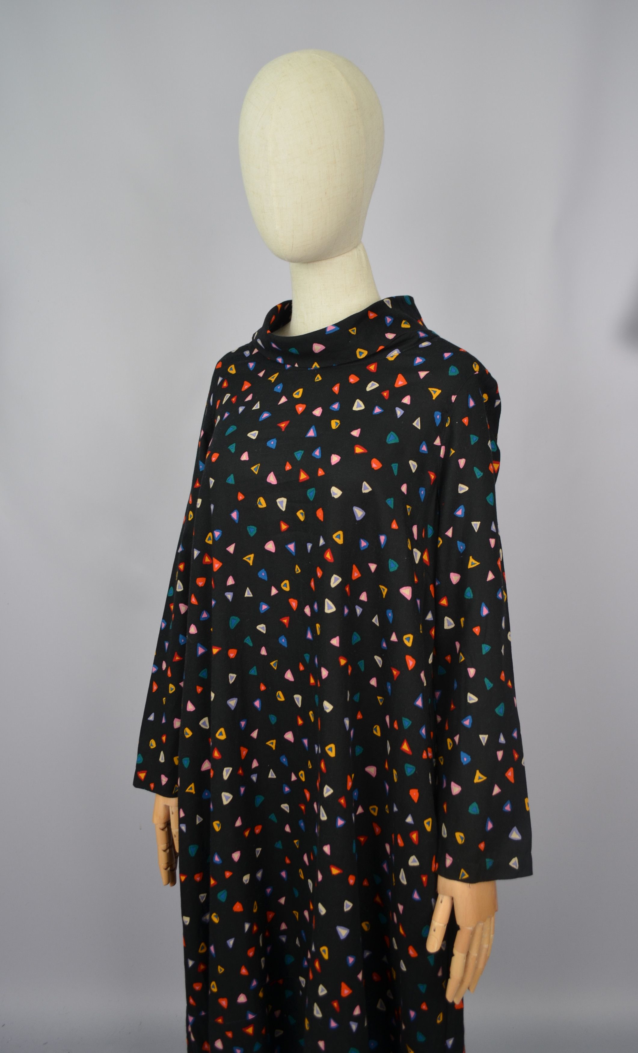 Designer × Sahara Club Beautiful Sahara Abstract Print Long Dress Mock Neck Sz 1/XS Size XS / US 0-2 / IT 36-38 - 4 Thumbnail