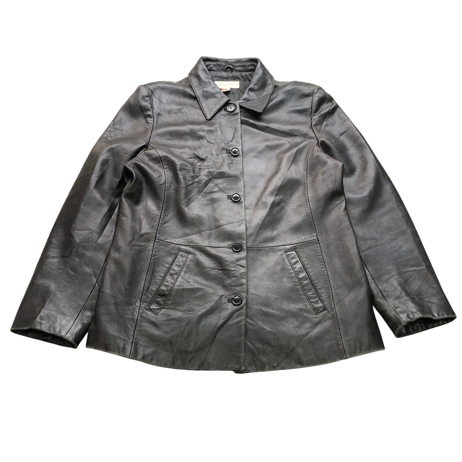 Other Vintage Casual Corner Leather Coat Jacket Womens Large Black Size L / US 10 / IT 46 - 1 Thumbnail