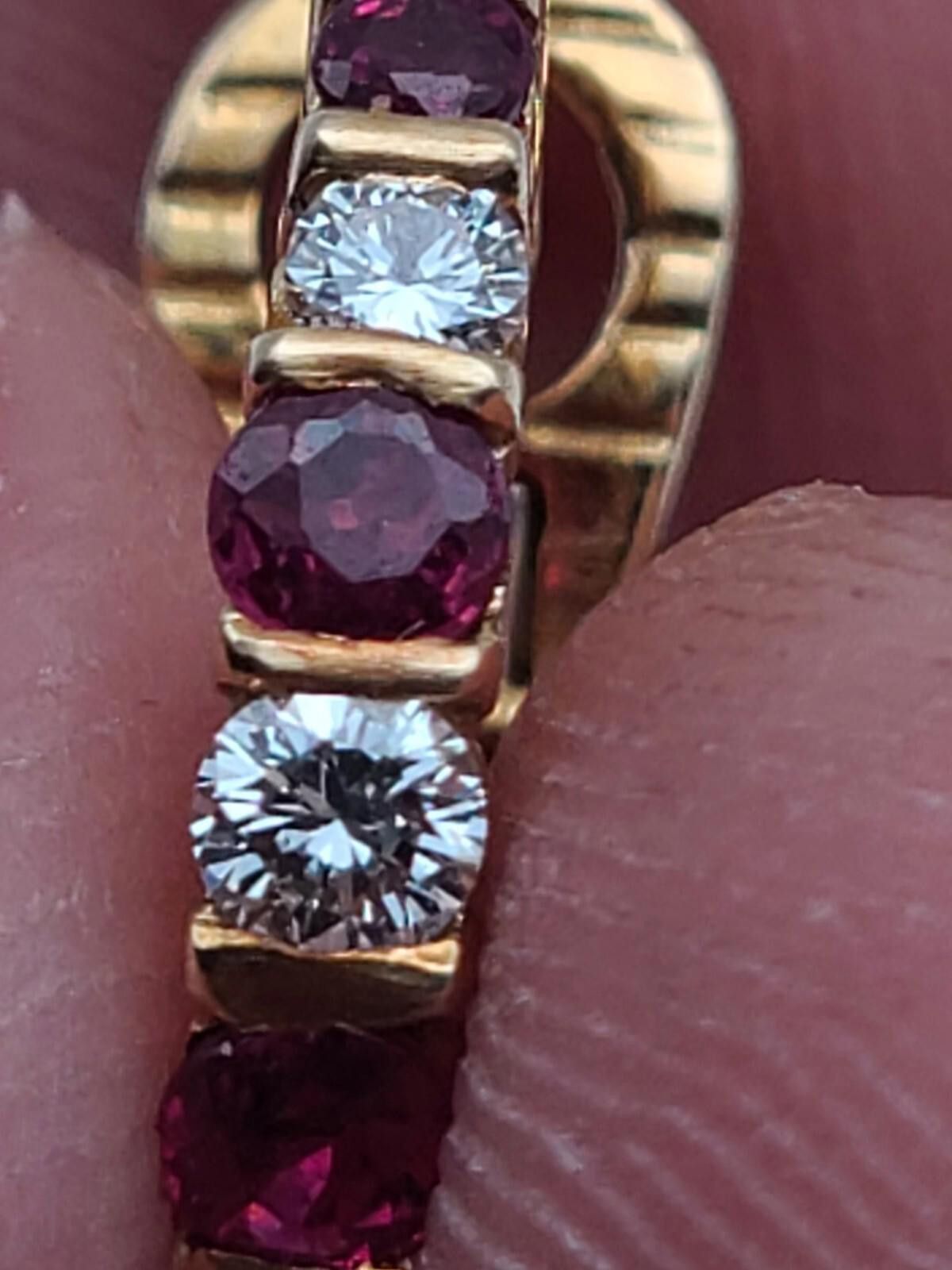 Gosha Rubchinskiy 18K Vintage Yellow Gold Ruby & VS-SI Diamond Earrings Size ONE SIZE - 4 Thumbnail
