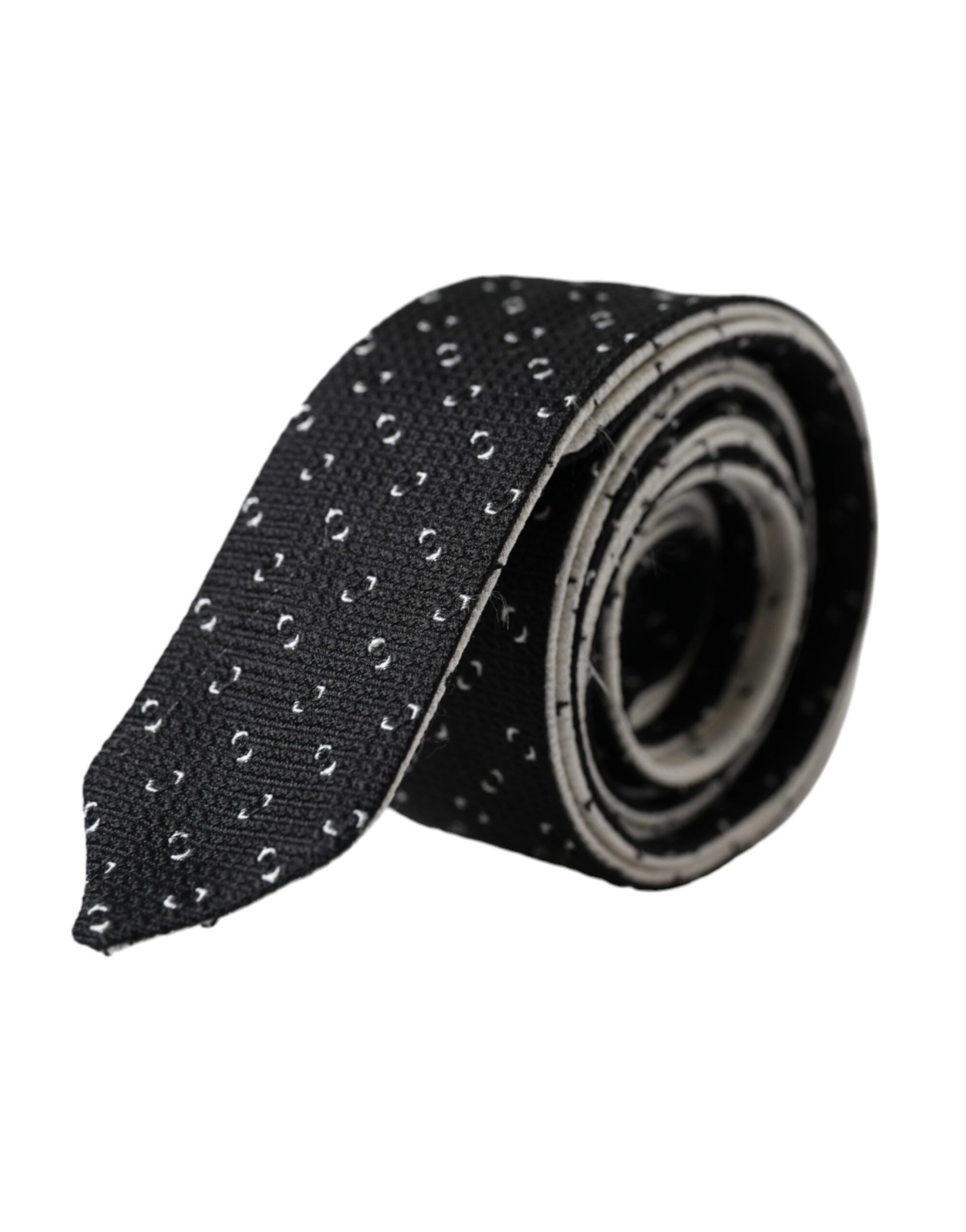 Dolce & Gabbana Black White Patterned Adjustable Men's Tie Size ONE SIZE - 1 Thumbnail