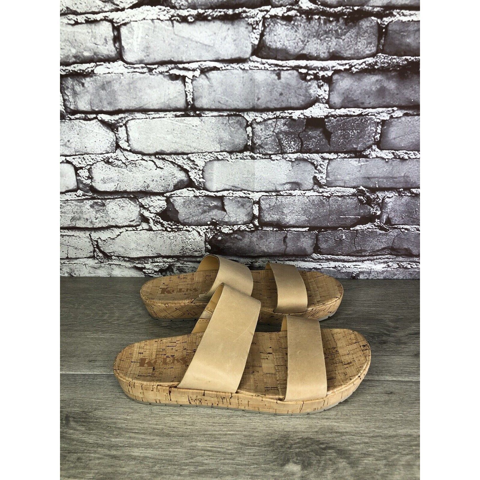 Other Korks Nude Leather Slip On Slides Cork Casual Wedge Shoes Wo Size US 9 / IT 39 - 10 Thumbnail