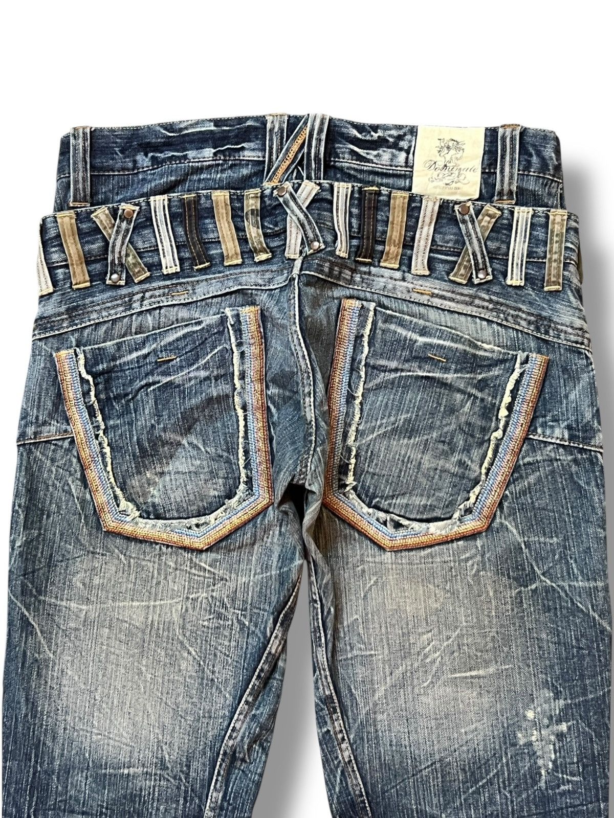 Japanese Brand Vintage Dominate Handcraft Jeans Double Waist - Thunder Wash Size US 33 - 5 Thumbnail