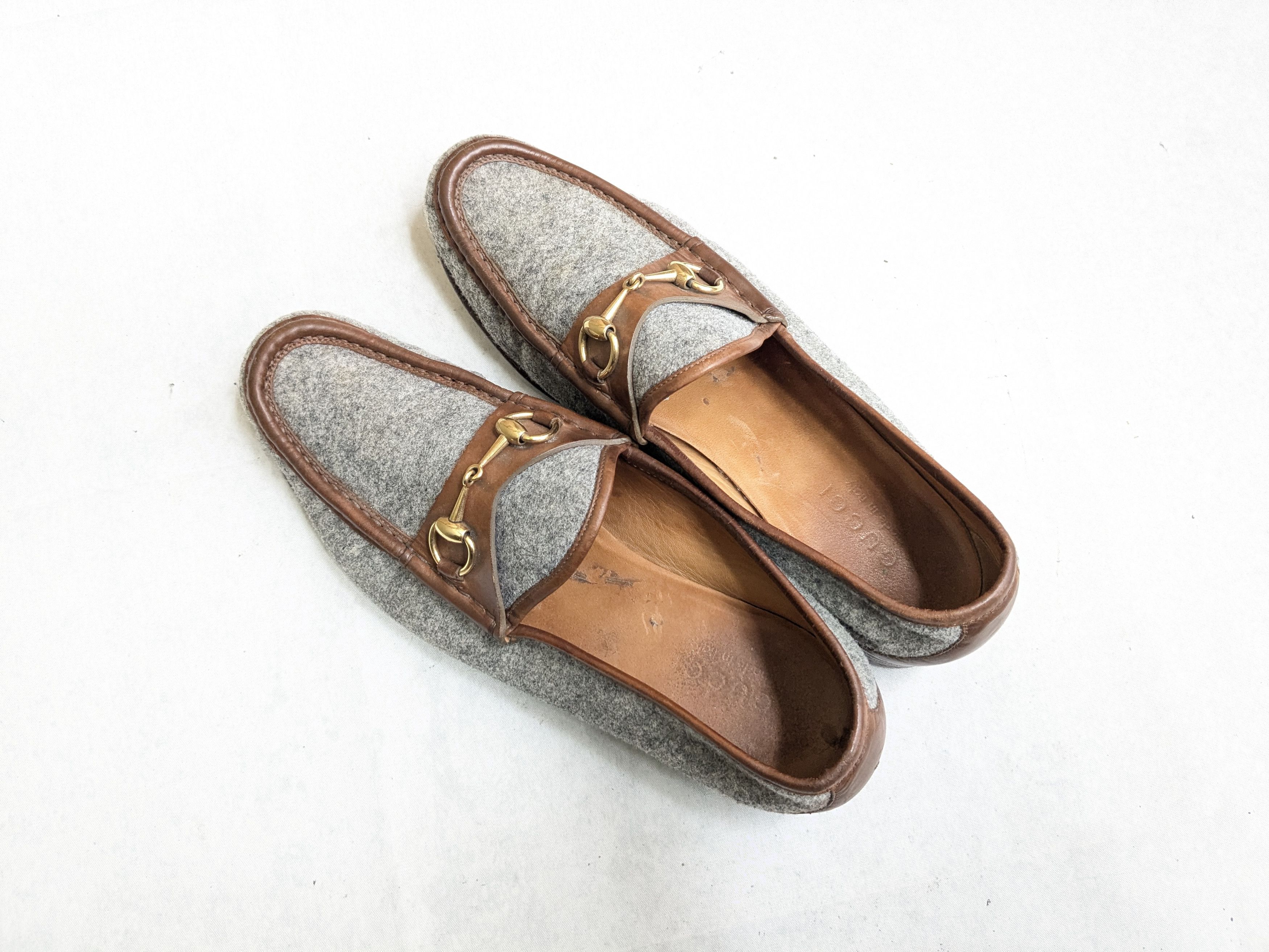 Gucci Gucci Horsebit Loafers Brown Leather Gray Wool 10 Size US 10 / EU 43 - 13 Thumbnail