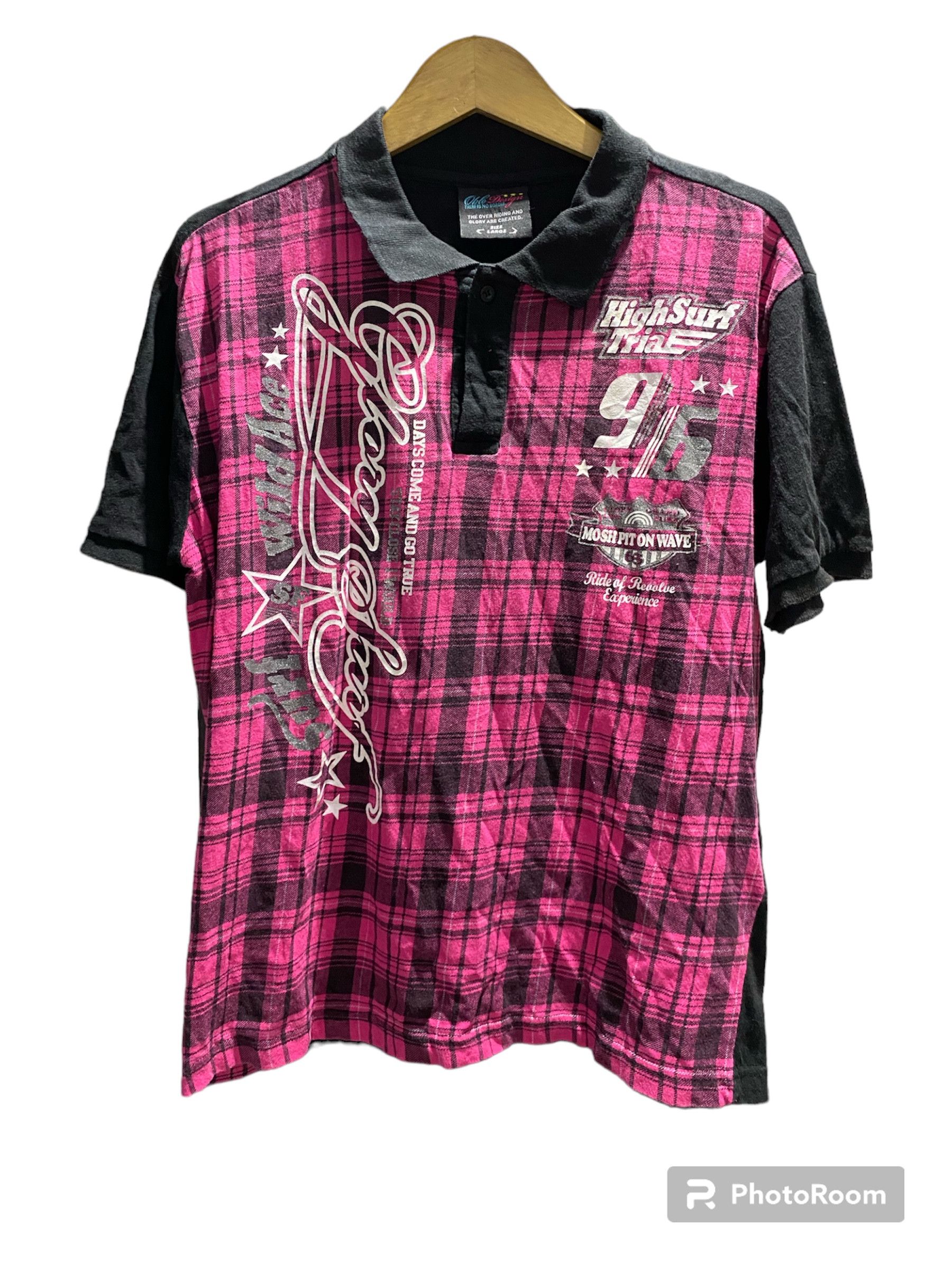 image of Hysteric Glamour Oblo Design Y2K Poem Polo Shirts in Black, Men's (Size Large)