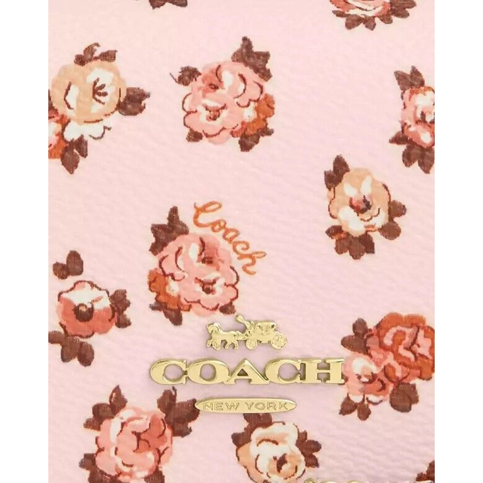 Coach NWT Coach CZ022 Mini Leather Wallet Chain Blush Pink Roses Size ONE SIZE - 9 Thumbnail